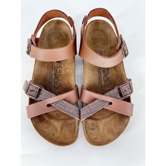 Birki’s Birkenstock Sandals Lillie Brown Plaid Ankle Strap Women Size EU 38 US 7 - Picture 9 of 10